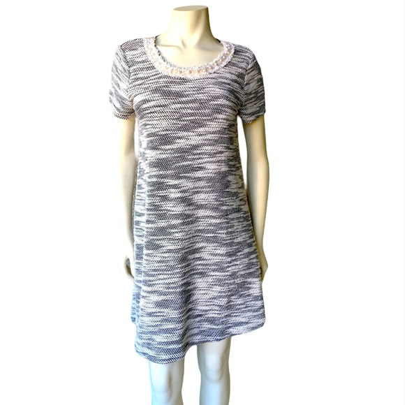 Melissa Paige Pearl Embellished Textured Dress - Picture 1 of 8